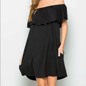 Pure Essence Off Shoulder Pocket Stretch Dress